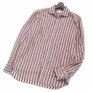 イタリア製★ Bevilacqua ベヴィラクア 通年 長袖 コットン チェック シャツ Sz.M　メンズ　I4T01388_4#C