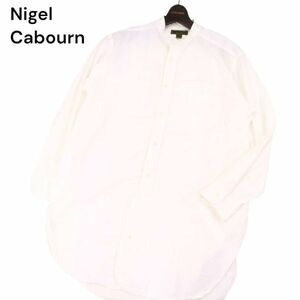 20SS★ Nigel Cabourn ナイジェルケーボン 通年 ロング丈 長袖 スタンドカラー シャツ Sz.48　メンズ 白 日本製　I4T01365_4#C