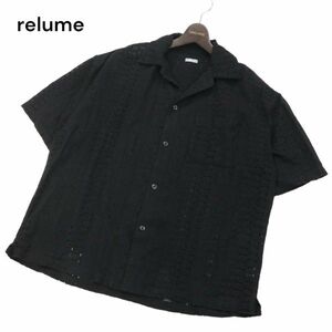 23SS★ relume ジャーナルスタンダード 春夏 パターンレース★ 半袖 オープンカラー シャツ Sz.M　メンズ 黒　I4T01417_4#A