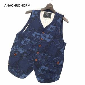 ANACHRONORM アナクロノーム 春夏 花柄 フラワー柄★ コットン ベスト ジレ Sz.2　メンズ 日本製　I4T01411_4#M