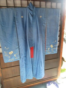 { peace } antique kimono long-sleeved kimono silk three . trunk reverse side (. feather two -ply ) hem cotton entering old cloth 