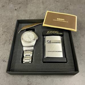 1000円スタート【ギフトセット】Zippo ジッポー ライター No.0547 腕時計 シルバー メンズ ギフトセット LIGHTER&WATCHの画像1