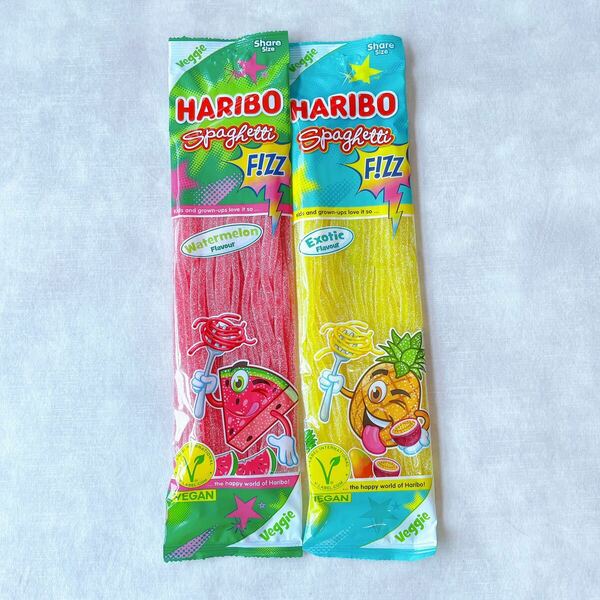 HARIBO【日本未販売】spaghetti fizz watermelon exsotic 2点セット　ハリボーグミ