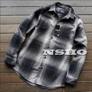 3454【2XL】最上級プレミアム 新作★SHAKA メンズ 春秋 民族ネイティブ チェック柄 コットン混 ネルシャツ長袖 ジャケットアウター