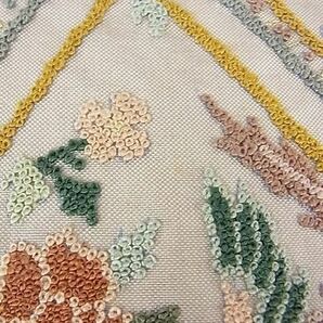 平和屋2■極上 中国三大刺繍 相良刺繍 総刺繍 袋帯 格子正倉院鳳凰花文 金糸 逸品 DAAB7944psの画像10