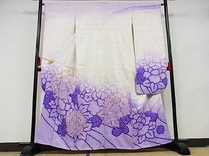 平和屋-こころ店■豪華振袖　駒刺繍　総絞り　舞花文　やまと誂製　正絹　逸品　AAAD0110Bzg