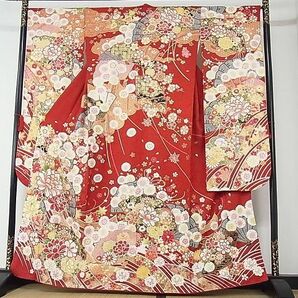 平和屋-こころ店■豪華振袖 刺繍 花扇文 金糸 金彩 京都きもの友禅扱い 正絹 逸品 AAAC8401Acsの画像1