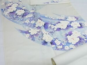 平和屋-こころ店■付下げ　反物　着尺　草花文　暈し染め　丹後ちりめん　正絹　逸品　未使用　AAAC5904Boa