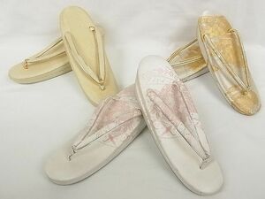 平和屋-こころ店■和装小物　和装草履３点セット　佐賀錦　金銀糸　逸品　未使用　AAAC1352Aay