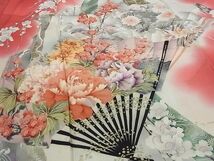 平和屋2■豪華振袖　扇面熨斗枝花文　暈し染め　金彩　逸品　DAAA0329ea_画像4