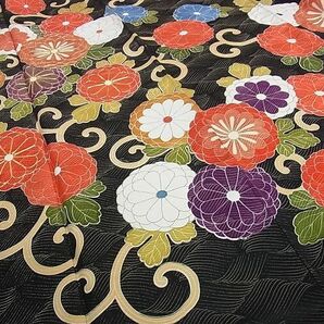 平和屋2■豪華振袖 駒刺繍 菊唐草 黒地 金彩 高島屋扱い 逸品 DAAB4384icの画像5