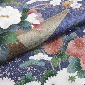 平和屋2■付下げ 解き反物 着尺 刺繍 渡し舟花文 暈し染め 金彩 箱付き 逸品 未使用 DAAA2627maの画像3