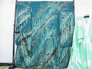 平和屋2■豪華振袖・長襦袢(無双仕立て)セット　駒刺繍　流水舞蝶花文　金彩　逸品　DAAB5508wb