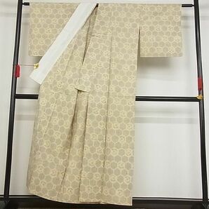 平和屋川間店■紬 単衣 亀甲花文 着丈153.5cm 裄丈62cm 正絹 逸品 未使用 B-np4416の画像3