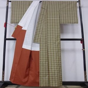 平和屋川間店■本場縞大島紬 格子 着丈157cm 裄丈64cm 正絹 逸品 A-ja2813の画像3