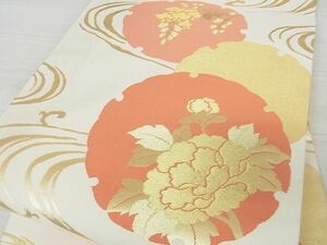 平和屋川間店■九寸名古屋帯　雪輪花文　金糸　逸品　ma2920