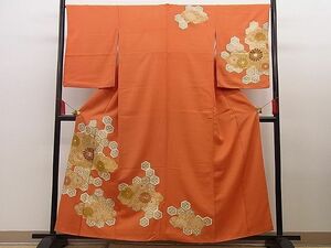 平和屋川間店■訪問着　駒刺繍　雲取り亀甲菊牡丹文　金彩　逸品　n-hj7036