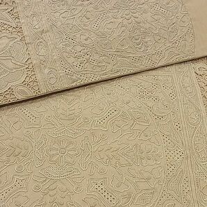 平和屋-こころ店■西陣河村織物謹製・手織り 中国三大刺繍 汕頭刺繍 スワトウ刺繍 袋帯 ペルシャ華紋 丁子色 正絹 逸品 AAAC3940Bjdの画像7