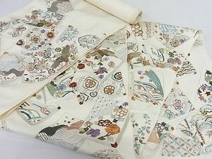 平和屋-こころ店■袋帯　反物　総刺繍　冊子鳳凰花文　金銀糸　正絹　逸品　未使用　AAAC5820Boa