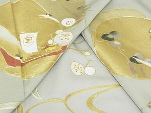 平和屋川間店■豪華色留袖　駒刺繍　宝船　鶴　金彩　着丈156.5cm　裄丈63.5cm　正絹　逸品　B-dk3929