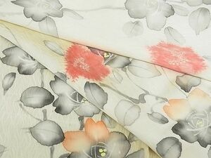 平和屋川間店■上質な小紋　手描き　絞り　枝花文　着丈162.5cm　裄丈62cm　正絹　逸品　B-dk4002