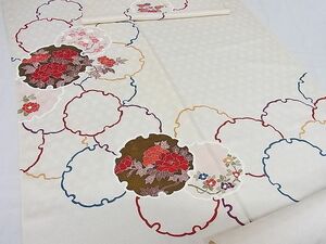 平和屋-こころ店■付下げ　反物　着尺　雪輪花文　城の梅　伊と幸　正絹　逸品　未使用　AAAC5811Boa