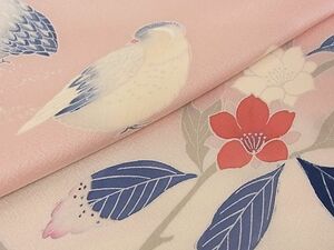 平和屋川間店■訪問着　友禅　花鳥文　暈し染め　着丈156.5cm　裄丈62cm　正絹　逸品　A-wj3382