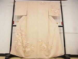 平和屋川間店■訪問着　刺繍　枝花文　着丈162cm　裄丈65.5cm　正絹　逸品　A-wj4122