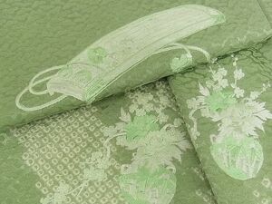 平和屋川間店■訪問着　絞り　刺繍　飾花文　琴　着丈157cm　裄丈61.5cm　正絹　逸品　B-ag3079