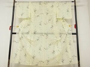 平和屋川間店■夏物　小紋　絽　枝葉文　楓　着丈150.5cm　裄丈63cm　洗える着物　A-ck4276