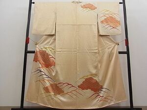 平和屋川間店■訪問着　駒刺繍　雲重ね吉祥立波文　暈し染め　金彩　逸品　n-fw4153