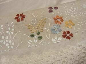 平和屋川間店■訪問着　絞り　刺繍　流水草花文　銀彩　逸品　n-ne2751