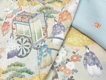 平和屋2■豪華色留袖　作家物　御所車人物花文　暈し染め　金彩　逸品　DAAA9321ox_画像6