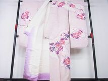 平和屋-こころ店■豪華振袖　絞り　枝花文　銀彩　正絹　逸品　AAAB3348Bcy_画像3