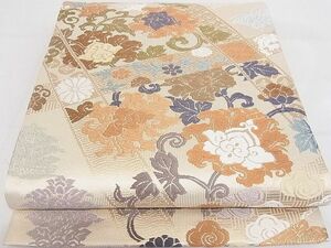 平和屋-こころ店■六通柄袋帯　唐織　志ょくせい錦　織成　花唐草文　金糸　正絹　逸品　AAAC3472Bcy