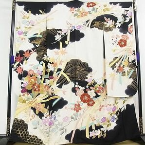 平和屋2■極上 創業460年・千總 振袖 駒刺繍 束ね熨斗吉祥花文 暈し染め 金彩 逸品 4kh2199の画像1