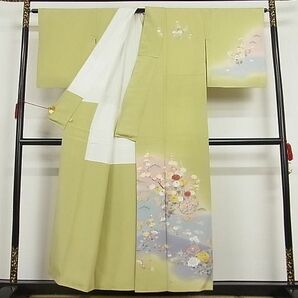 平和屋-こころ店■訪問着 刺繍 錦松縮緬 浜ちりめん 枝花鼓文 ゑり正扱い 金彩 正絹 逸品 AAAB8451Abrの画像2