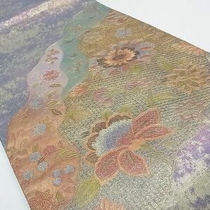 平和屋2■中国三大刺繍 スワトウ刺繍 汕頭刺繍 両面太鼓柄袋帯 道長花文 金糸 逸品 DAAB5644wbの画像2