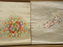 平和屋■名古屋帯 まとめて100点 向かい鳳凰 花柄 作家物 手描き 駒刺繍 金銀糸 など 着用可能多数 未使用品あり 全て正絹 se1391_画像2