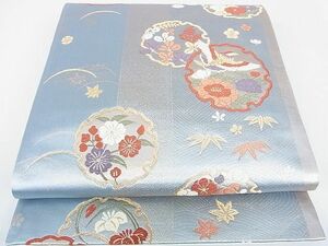 平和屋2■六通柄袋帯　唐織　雪輪花鳥蝶文　金糸　逸品　DAAB2531az