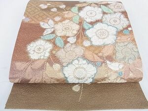 平和屋2■六通太鼓柄袋帯　ふくれ織　辻が花　金糸　逸品　DAAB2512az