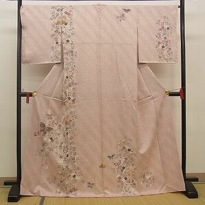 平和屋野田店■訪問着 舞蝶枝垂れ桜文 たたき染め 金彩 逸品 BAAC6527xiの画像1