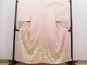 平和屋野田店■訪問着　駒刺繍　草花文　暈し染め　金銀彩　逸品　BAAC8427pk