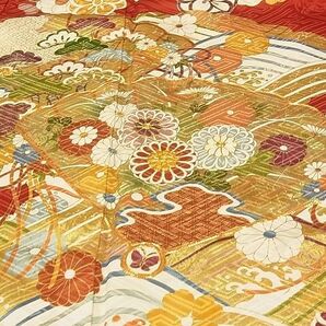 平和屋-こころ店■豪華振袖 駒刺繍檜扇花文 金彩 正絹 逸品 AAAD4090Ataの画像4