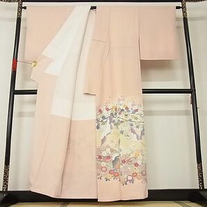 平和屋-こころ店■豪華色留袖 作家物 飛鶴花文 暈し染め 正絹 逸品 AAAC7072Ajaの画像2