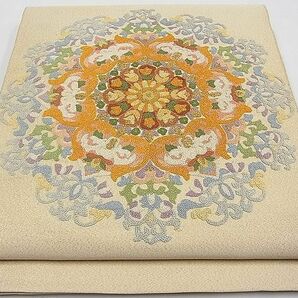 平和屋1■太鼓柄袋帯 綴れ 総相良刺繍 正倉院花唐草文 金糸 逸品 CAAC6184txの画像1