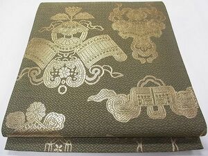 平和屋1■全通柄袋帯　吉祥花文　純金　逸品　未使用　CAAC1555fb