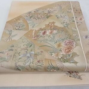 平和屋2■太鼓柄袋帯 刺繍 吉祥切嵌花鳥文 金彩 逸品 DAAA8564feの画像2