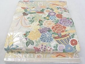 平和屋2■六通柄袋帯　唐織　花龍馬之旅　鳳凰草花文　九百本金弐重織　逸品　DAAA8603fe