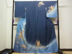 平和屋1■訪問着　駒刺繍　短冊扇面花文　暈し染め　金彩　鈴乃屋扱い　逸品　CAAC0954vf